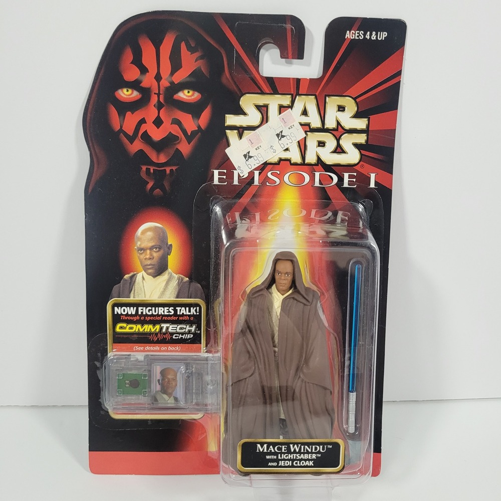 Star Wars Episode I Mace Windu Action Figure CommTech Chip Hasbro 1998 New